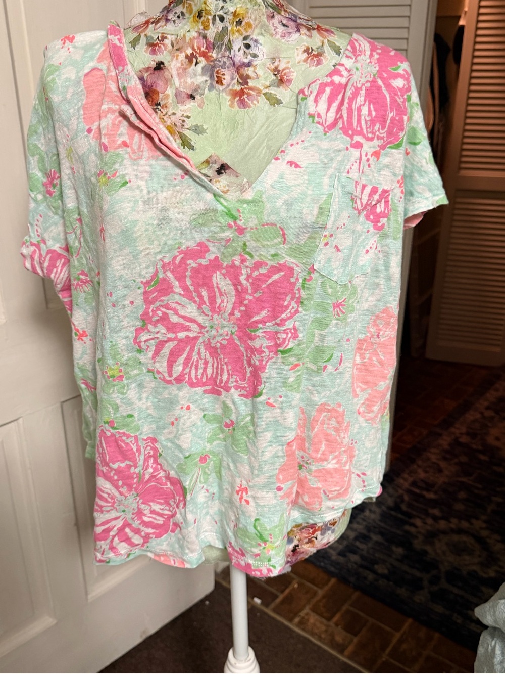Lilly Pulitzer Pink Floral Short Sleeve Tee on Mint